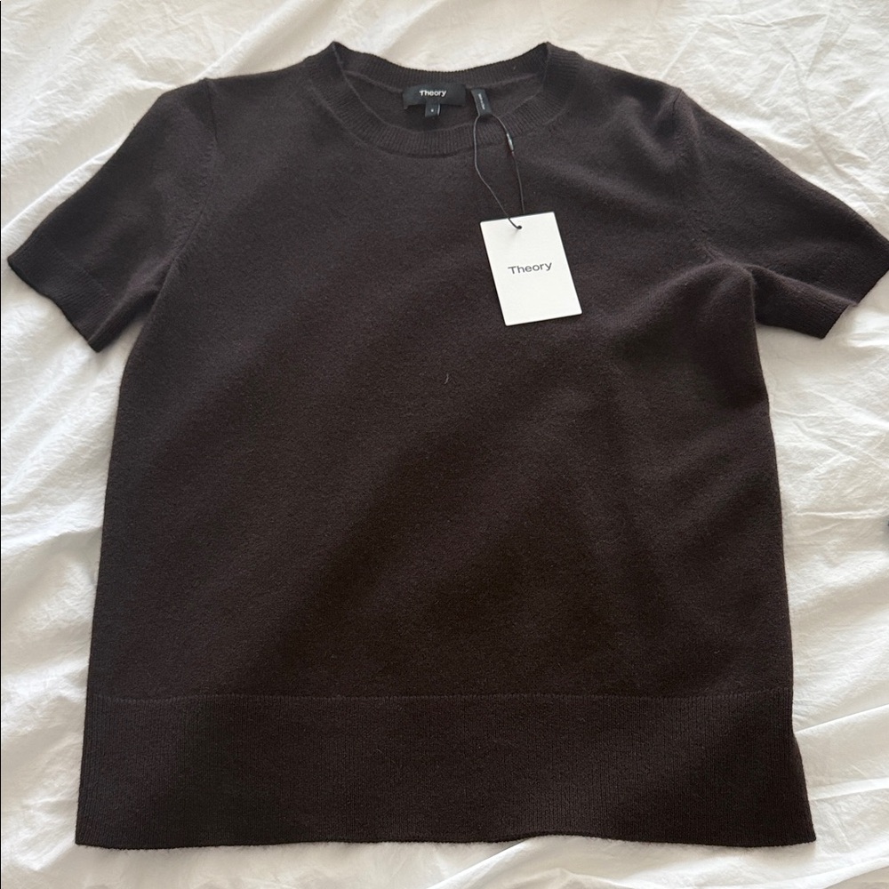 Theory Brown Short Sleeve Cashmere Top Size Small Brand New w/Tags